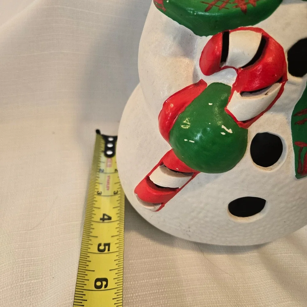 Vintage Christmas Snowman  Ceramic Tabletop Light Candy Cane Top Hat 13‎ Inch